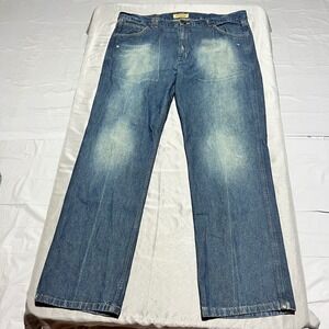 Get Lucky Mens Straight Leg Blue Denim Jeans Medium Wash Faded Size 40x32